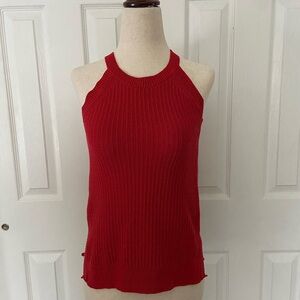 Prologue Red Ribbed Knit Sleeveless Tank Top | XS